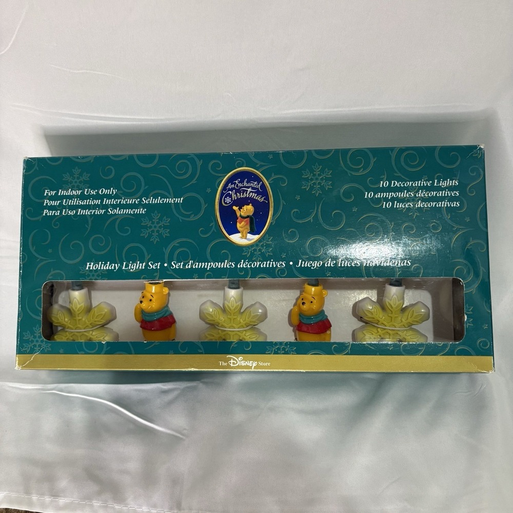 NIB The Disney Store Winnie the Pooh Christmas Indoor 10 String Lights Set NEW